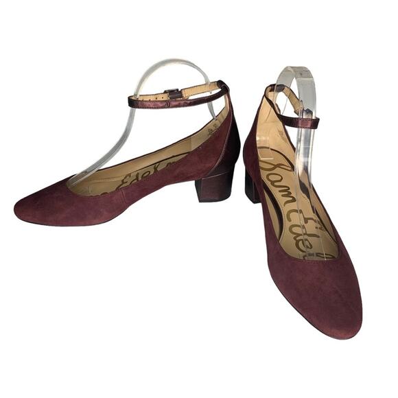 Sam Edelman Lola NWT Block Heel Pumps Size 8.5M Burgundy Leather/Man Mad… - Picture 3 of 8